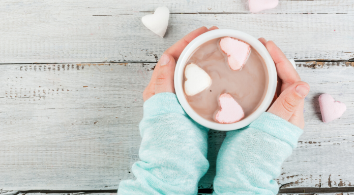 February Family Events Featured Image - Hands holding hot chocolate with heart marshmallows